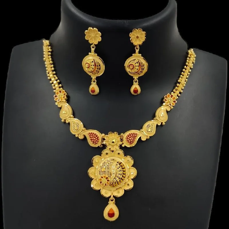 Lapis drop necklaces-Pari Art Jewellery Forming Gold Necklace Set