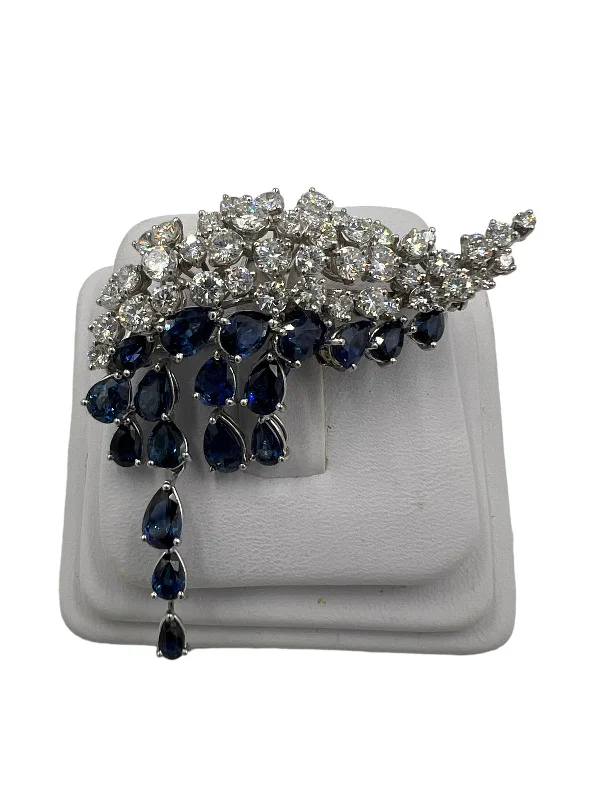 Quartz gem brooch-H Stern Sapphire Diamond White Gold Brooch