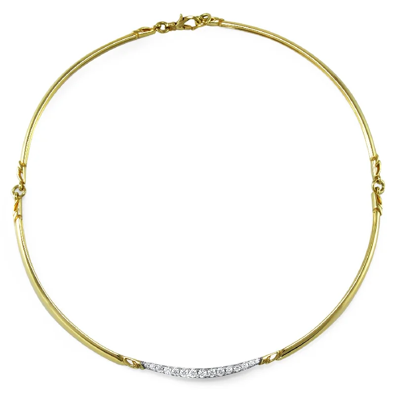 Faith charm necklaces-Crescent Pavé Choker - 18K Gold Vermeil + CZ Blanc