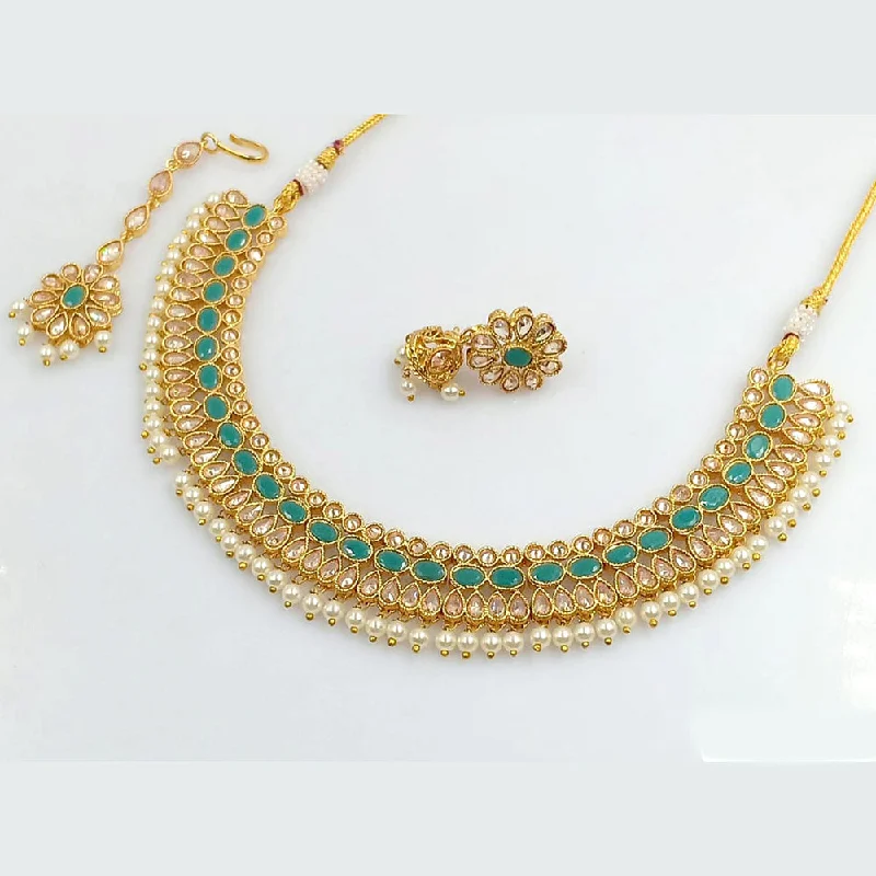 Dove feather necklaces-Rani Sati Jewels Gold Plated Necklace Set