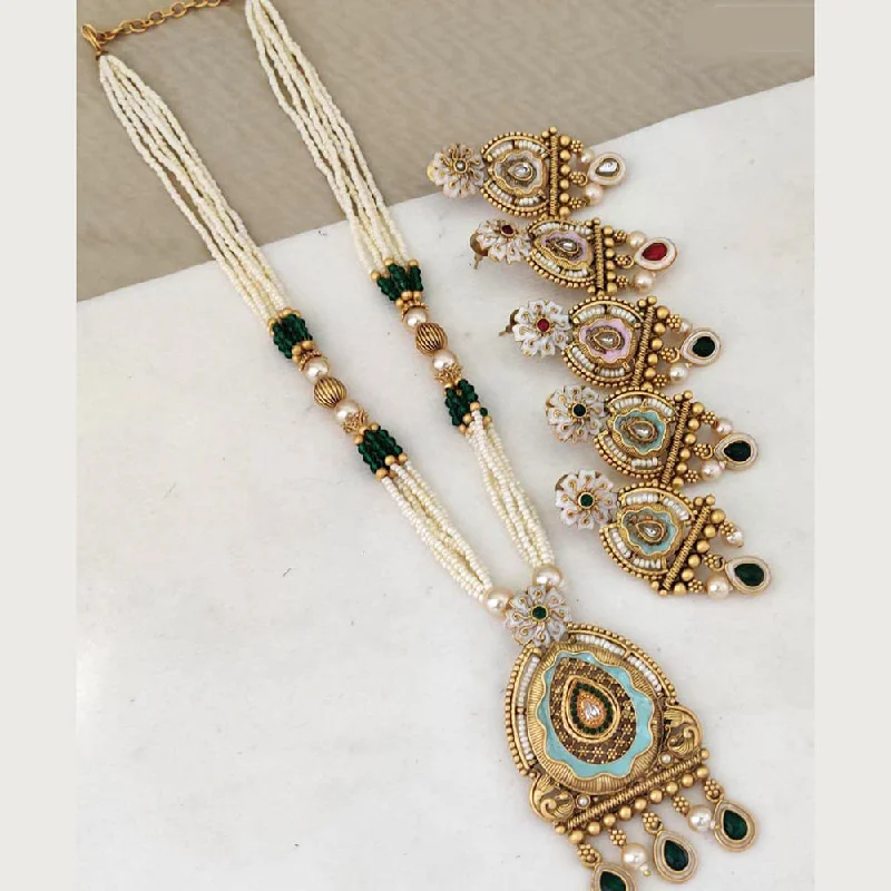 Solid link necklaces-Rani Sati Jewels Gold Plated Necklace Set