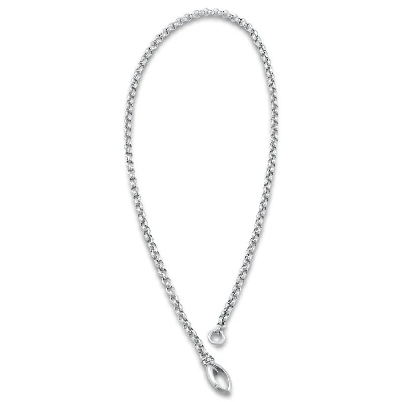 Solid link necklaces-Everyday Chain Necklace 16" - Sterling Silver + CZ Blanc