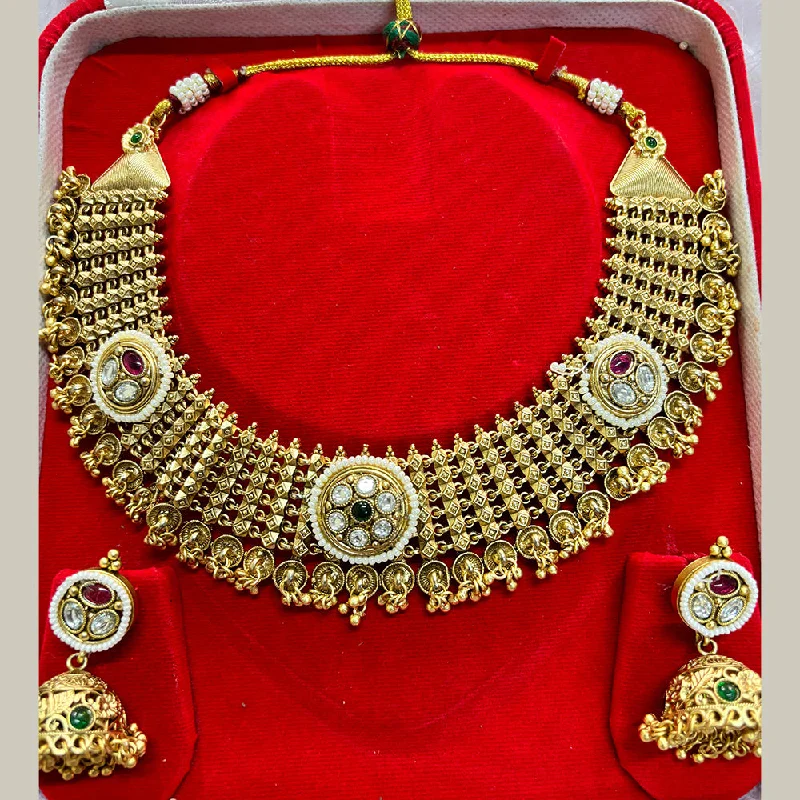 Bold bar necklaces-Pari Art Jewellery Antique Rajwadi Polish Pota Necklace Set