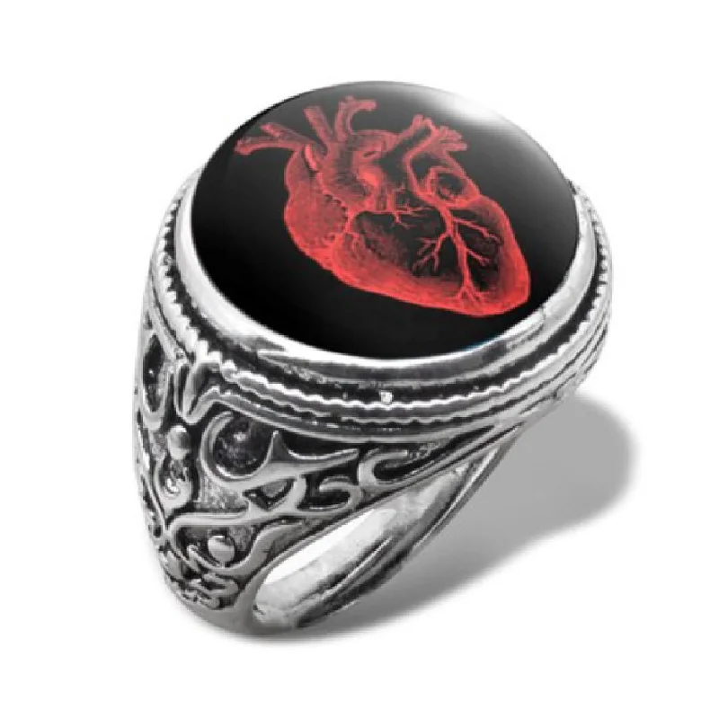 Heavy stone rings-Poe- the Anatomical Heart Antique Style Ring 7 Styles