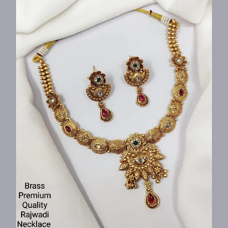 Secure clasp necklaces-Manisha Jewellery Gold Plated Pota Stone Necklace Set