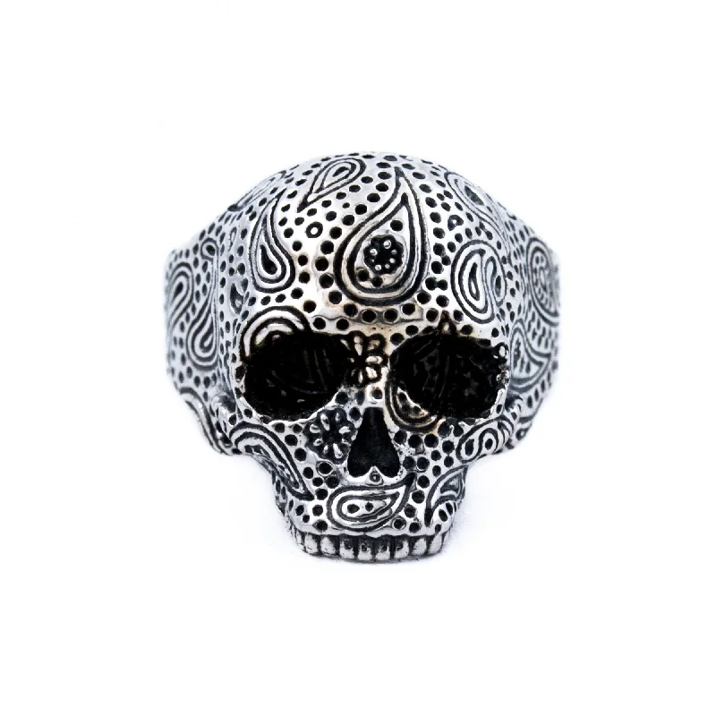 Pure crystal rings-Silver "Lord Paisley" Skull Ring