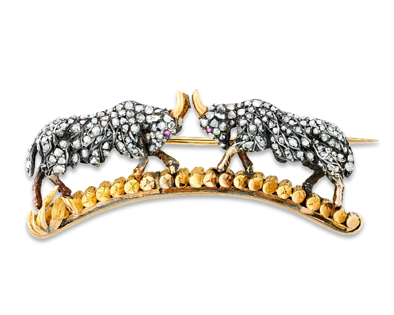 Daisy design brooch-Victorian Diamond Ram Brooch