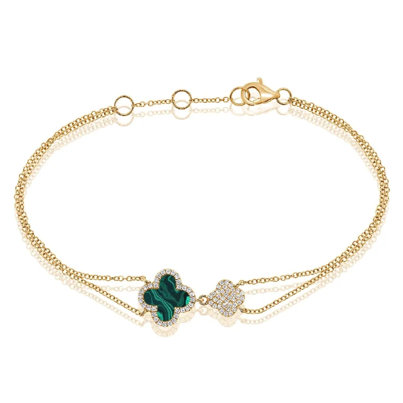 Victorian charm bangles-14k Gold & Diamond Clover Bracelet