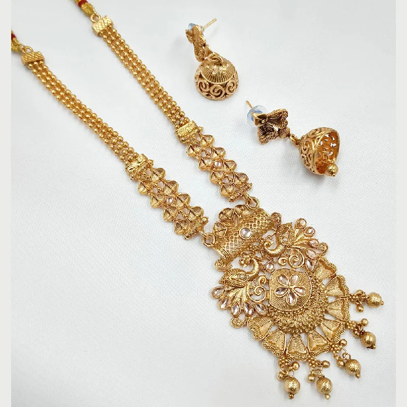 Leaf charm necklaces-Padmawati Bangles Gold Plated Pota Stone Necklace Set