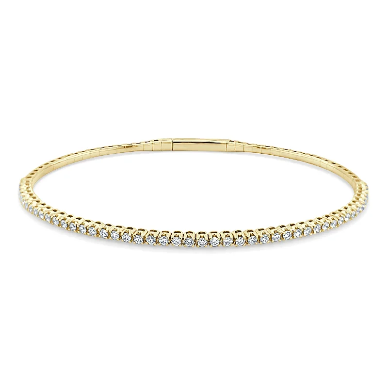 Shiny bead bangles-14k Gold & Diamond Flexible Bangle