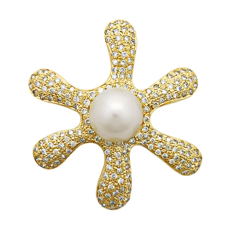 Astro motif brooch-Brooch-South Sea Pearl and Diamond