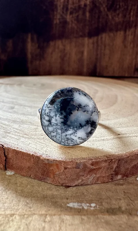 Surf design rings-ENCHANTED DENDRITIC OPAL Sterling Silver Ring • Size 10