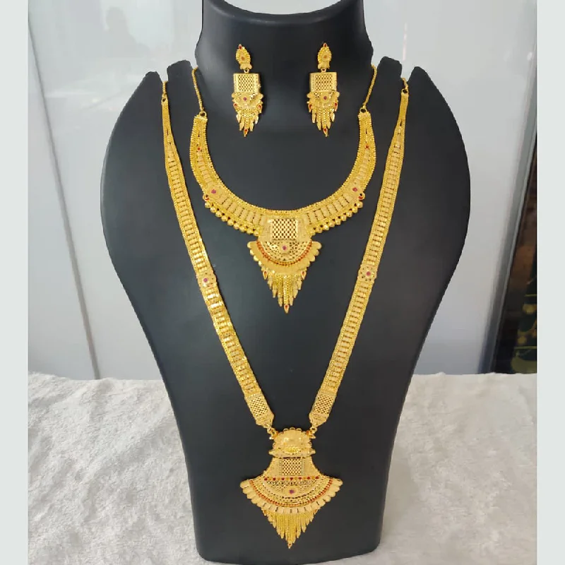 Mist bead necklaces-Pari Art Jewellery Forming Gold Double Necklace Set