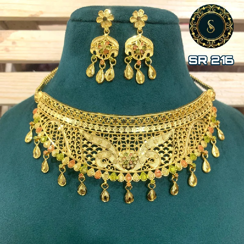 Citrine drop necklaces-Siara Collections Forming Gold Necklace Set