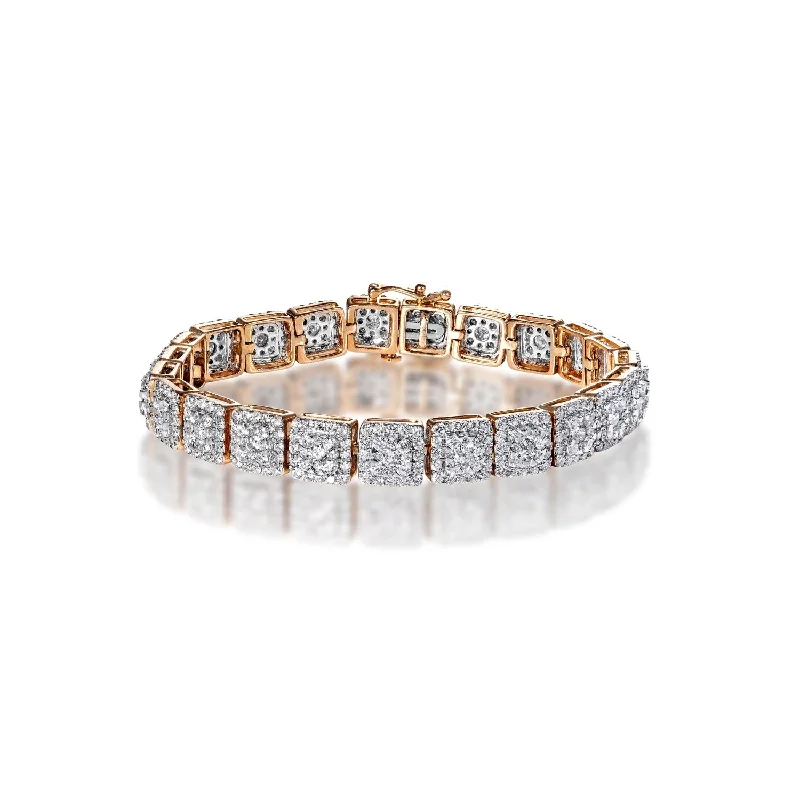 Bold druzy bangles-Dahlia 9 Carat Round Brilliant Diamond Bracelet in 14k Rose Gold