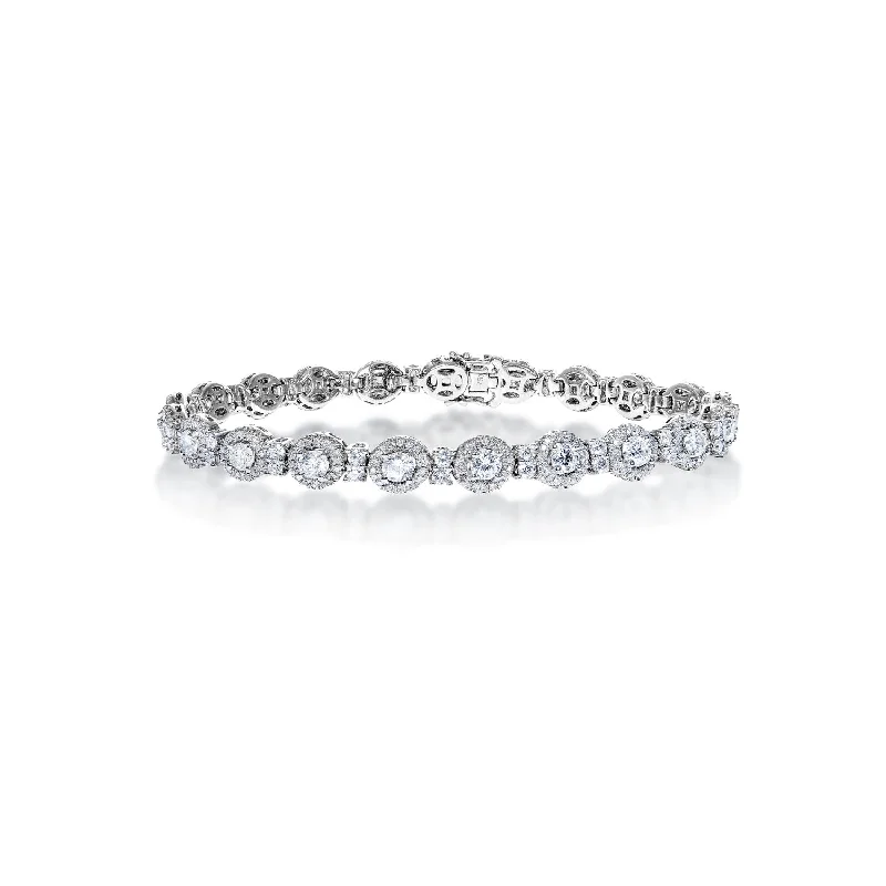 Quirky bangles-Amira 5 Carats Round Brilliant Single Row Bracelet in 18k White Gold