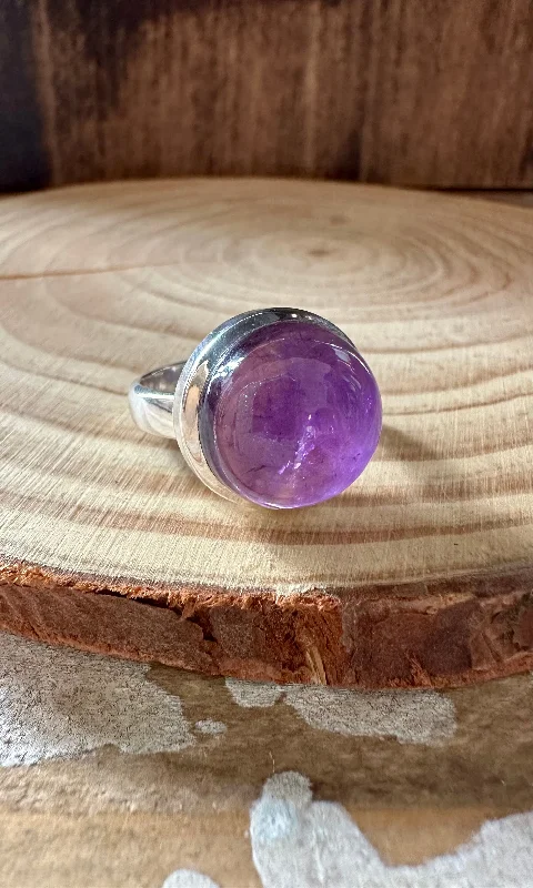 Woven charm rings-CIRCLE OF LOVE Amethyst Sterling Silver Ring • Size 7