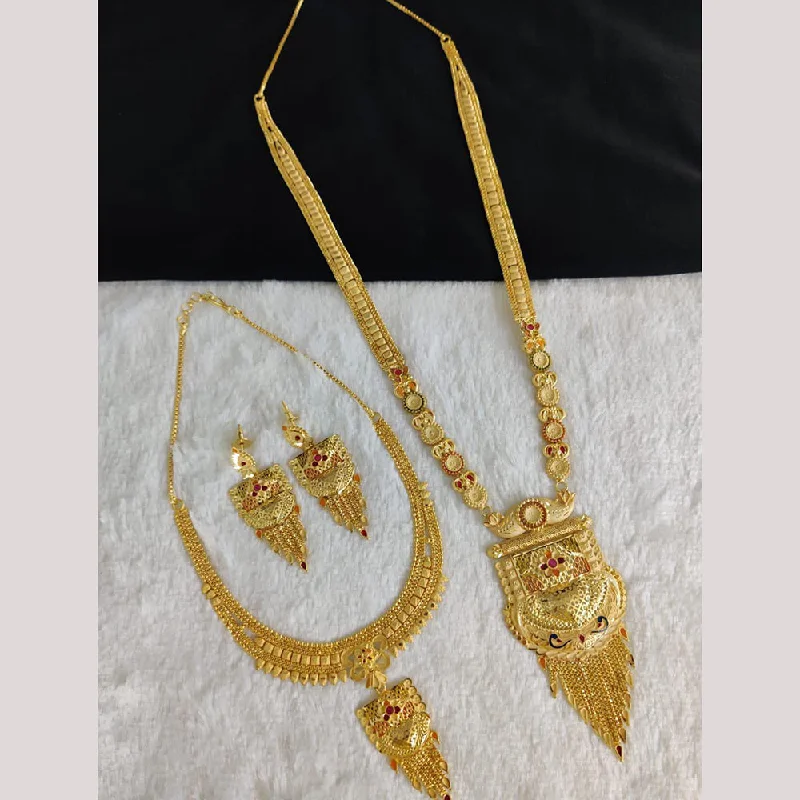 Astro charm necklaces-Pari Art Jewellery Forming Gold Double Necklace Set