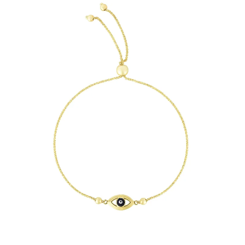 Hand-polished bangles-14K Gold Eye Friendship Adjustable Bolo Bracelet