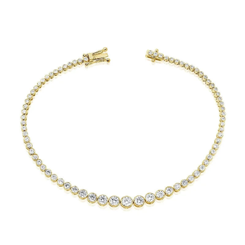 Radiant star bangles-14k Gold Diamond Bezel-Set Tennis Bracelet