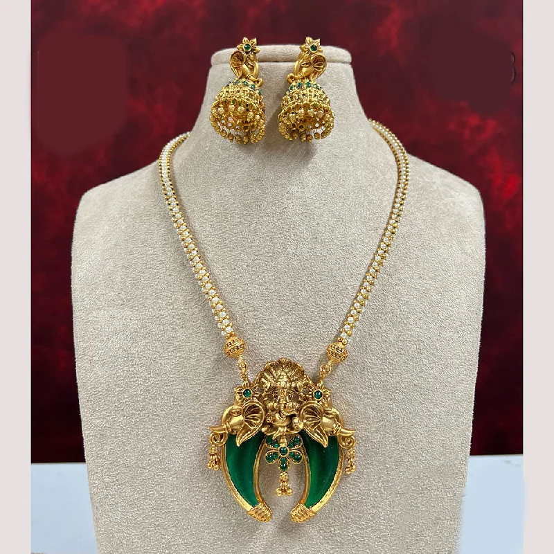 Astro charm necklaces-Diksha Collection Gold Plated Pota Stone Necklace Set