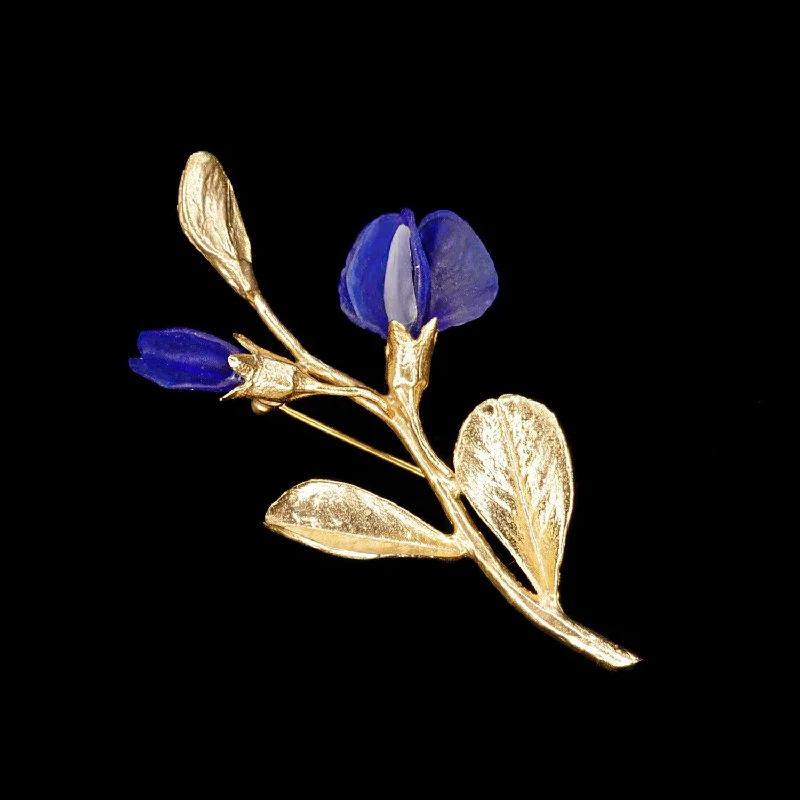 Glossy enamel brooch-Fine False Indigo Brooch