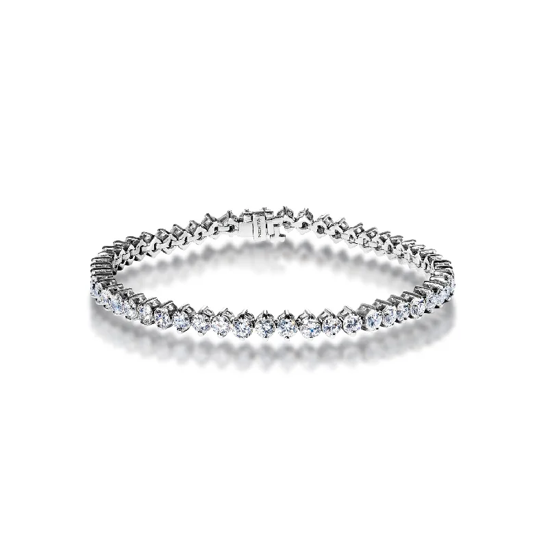 Glittering crystal bangles-Paige 7 Carat Round Brilliant Floating Diamond Tennis Bracelet in 14k White Gold