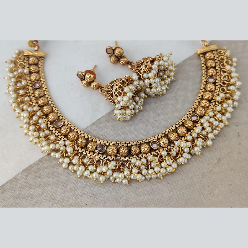 Loop knot necklaces-Rani Sati Jewels Gold Plated Pearl Necklace Set