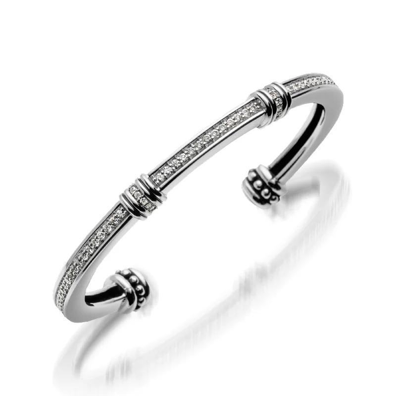 Bamboo braid bangles-Apollo Pave Diamond Cuff Bracelet