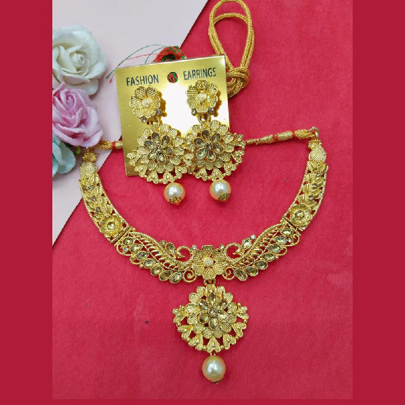 Sapphire stone necklaces-Manisha Jewellery  Gold Plated Crystal Stone Necklace Set