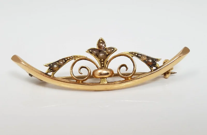 Topaz stone brooch-Victorian 15k Yellow Gold Brooch