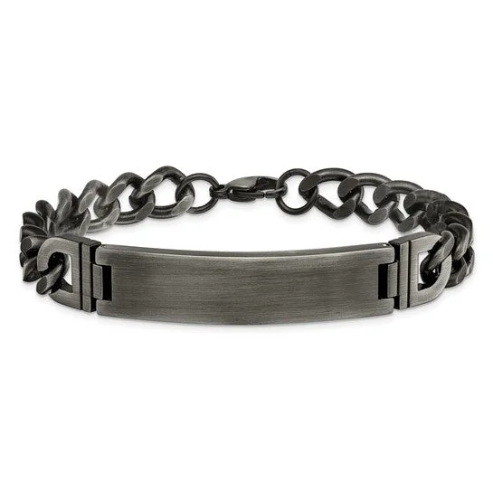 Tribal braid bangles-Stainless Steel Brushed Antiqued Curb Chain 8.75 inch ID Bracelet