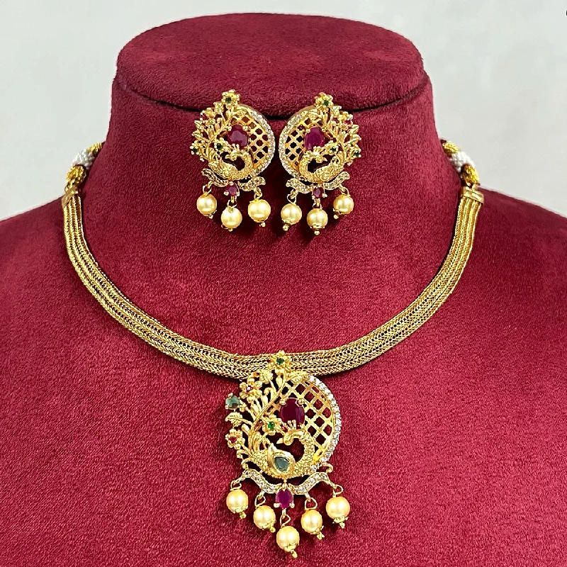 Subtle filigree necklaces-Diksha Collection Gold Plated Necklace Set