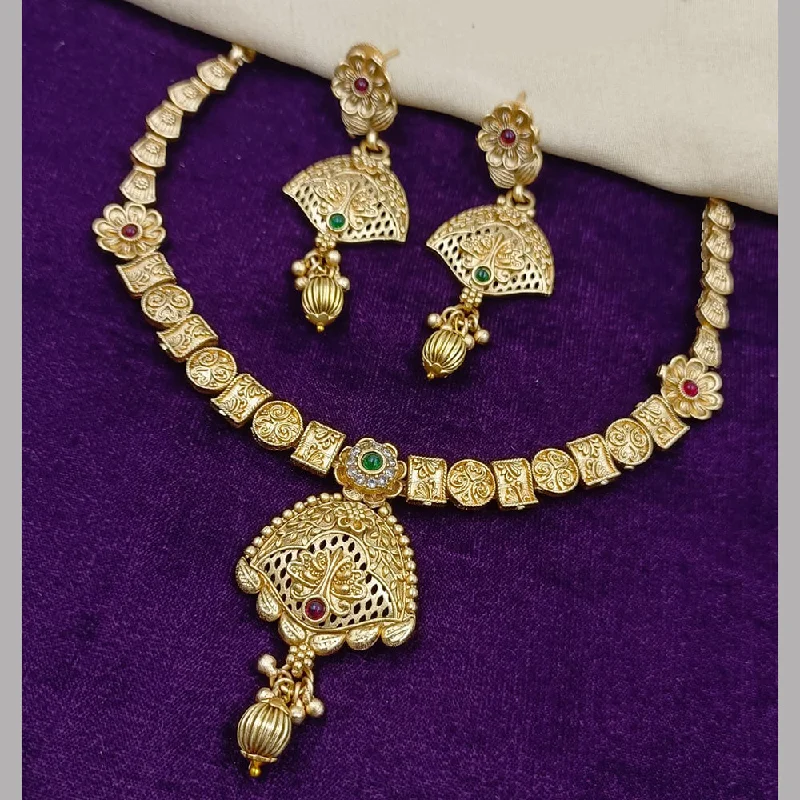 Citrine drop necklaces-Manisha Jewellery Gold Plated Pota Stone Necklace Set