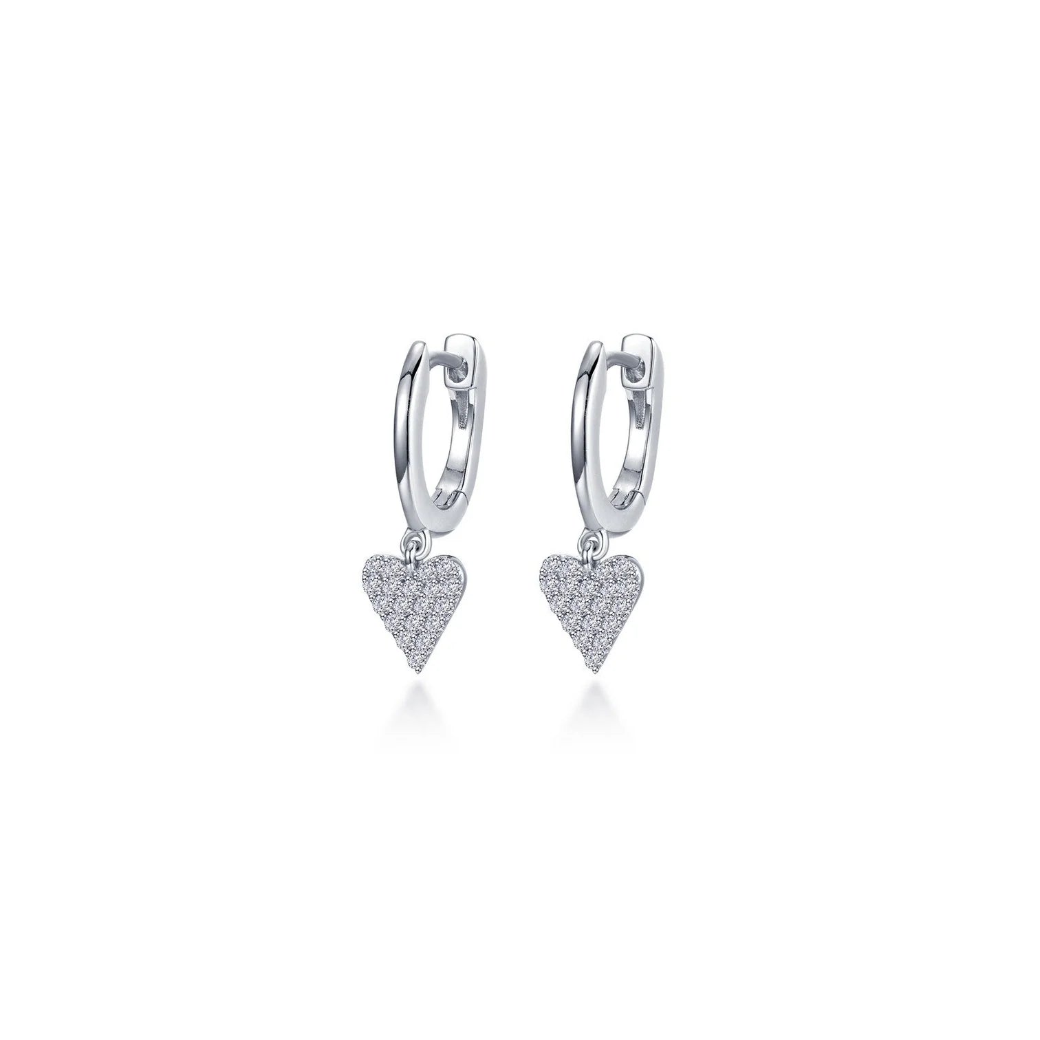 Wave drop earrings-Lafonn Simulated Diamond Mini Dangling Heart Huggie Earrings E0625CLP00