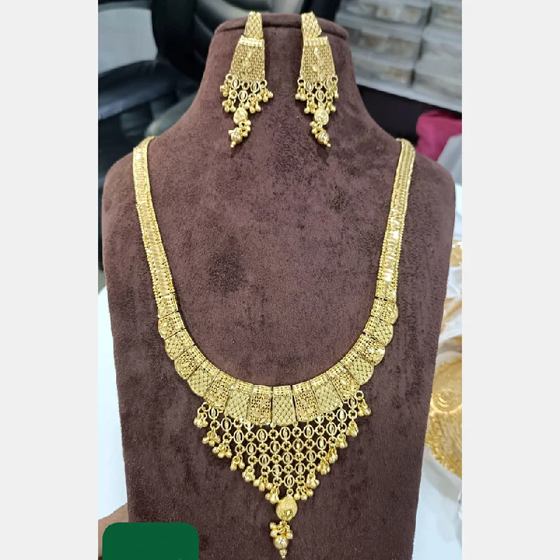 Heavy collar necklaces-Sunrise Gold  Forming  Long Necklace Set