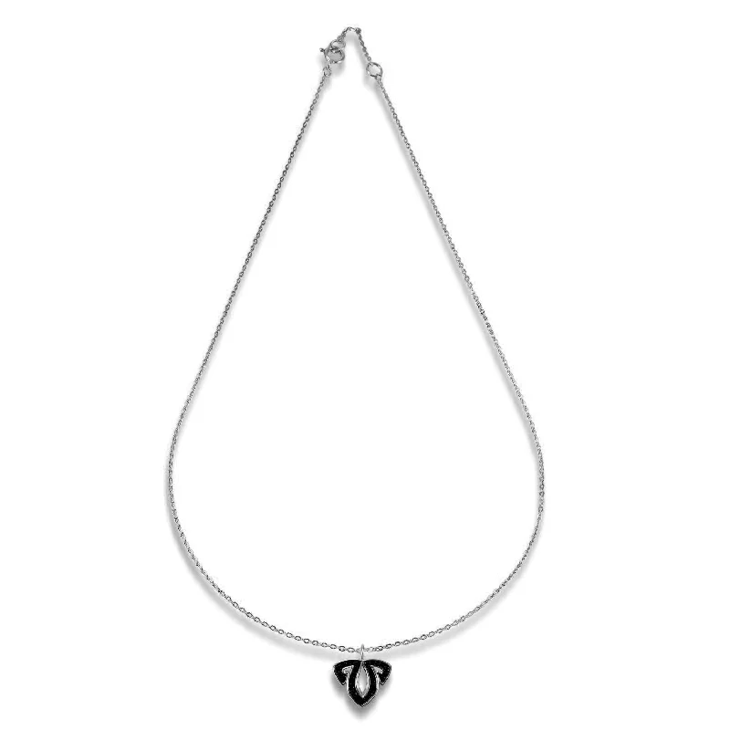 Sleek bar necklaces-Tiara Pavé Charm Pendant - Sterling Silver + CZ Noir