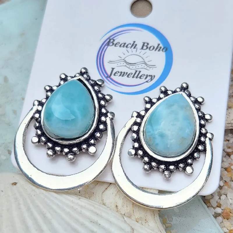 Rough texture earrings-ALL THE MOONS  - MOONSTONE / LABRADORITE / LARIMAR  CRESCENT 925 NATURAL STONE STUD EARRINGS