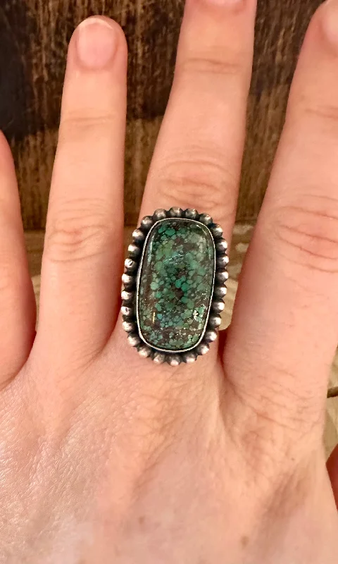 Luxe diamond rings-BEADED TURQUOISE Sterling Silver Ring • Size 5