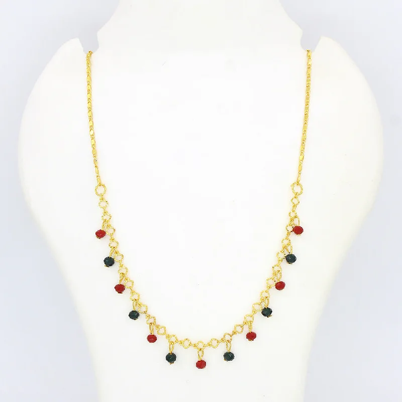 Braided link necklaces-Mahavir Gold Plated Necklace