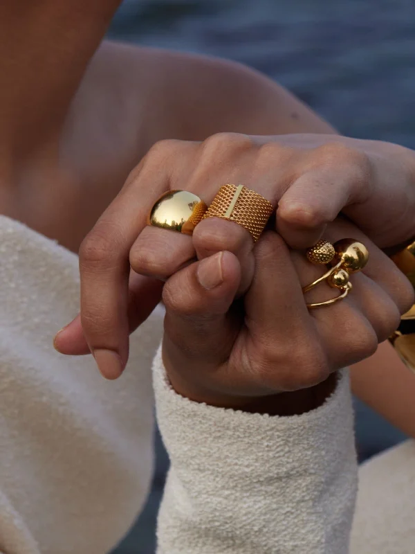 Worn bronze rings-Lyla Mesh Ring