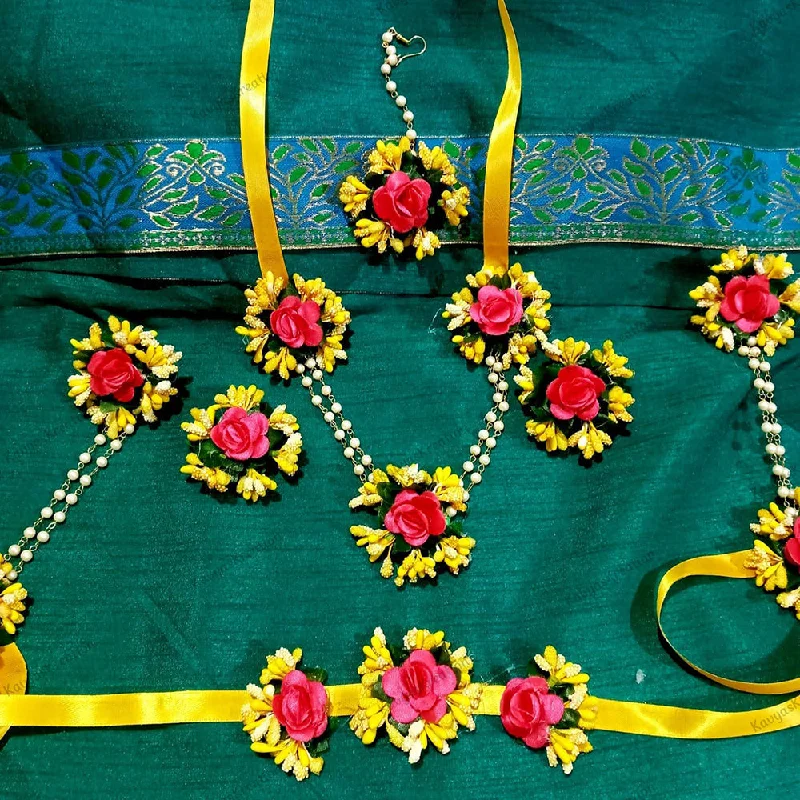 Regency style necklaces-Kavya's Kreation Flower Necklace Set for Haldi Ceremony / Baby Shower