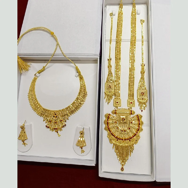 Pure crystal necklaces-Pari Art Jewellery Forming Gold Double Necklace Set