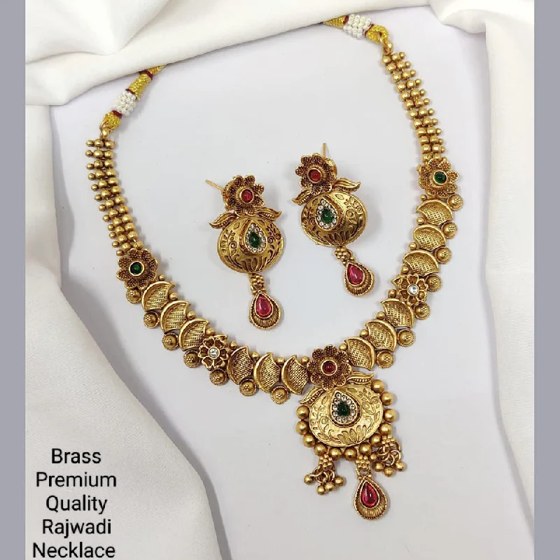 Bold bar necklaces-Manisha Jewellery Gold Plated Pota Stone Necklace Set