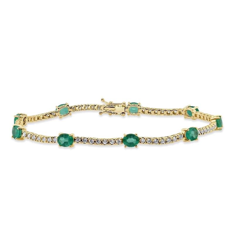 Spirit charm bangles-14K Gold Diamond & Emerald Station Tennis Bracelet