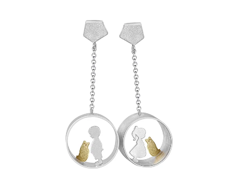 Pure form rings-Boy and Girl Meets Cat Earring