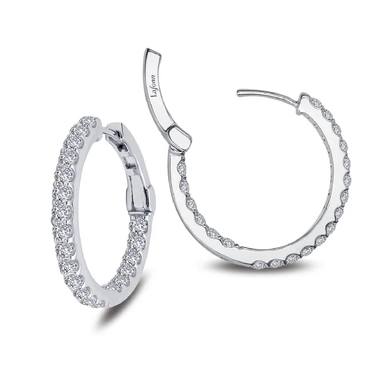 Curved gem earrings-Lafonn Simulated Diamond 1.60ct Inside Out 20mm Hoop Earrings E3015CLP