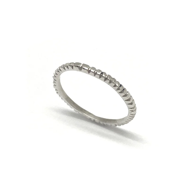 Java tile rings-Thin Textured Silver Ring