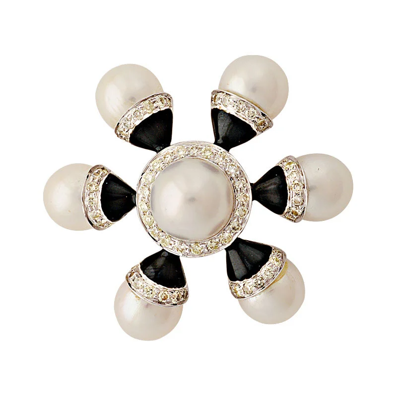 Tri-tone brooch-Brooch-South Sea Pearl and Diamond