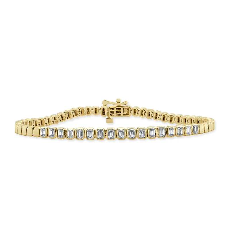 Onyx gem bangles-14K Gold & Emerald-Cut Diamond Bracelet